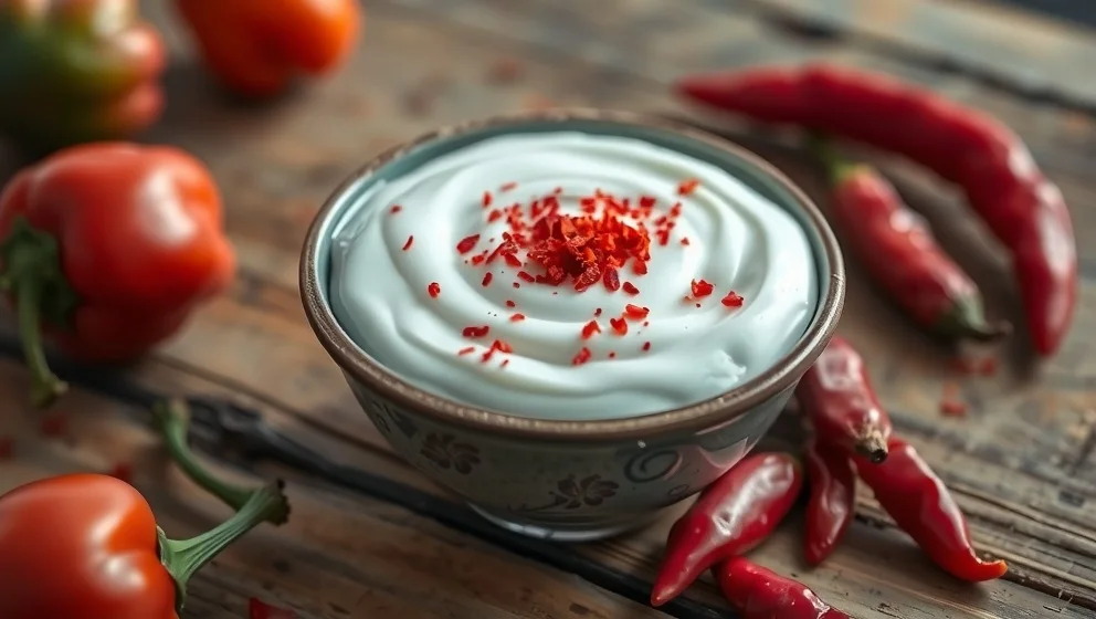 Crème fraîche paprika chili som förrätt hemma